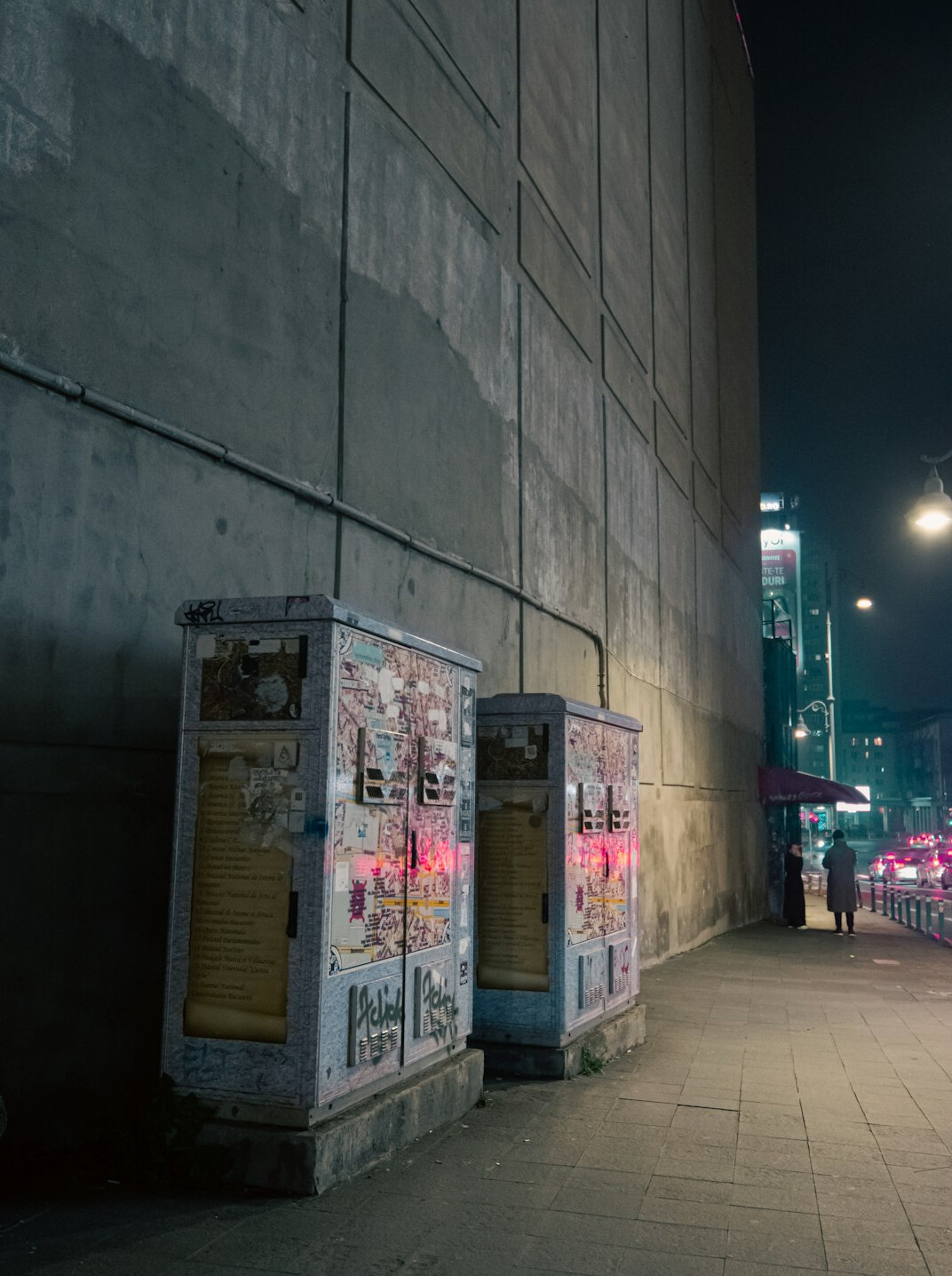 evening city sidewalk with lights