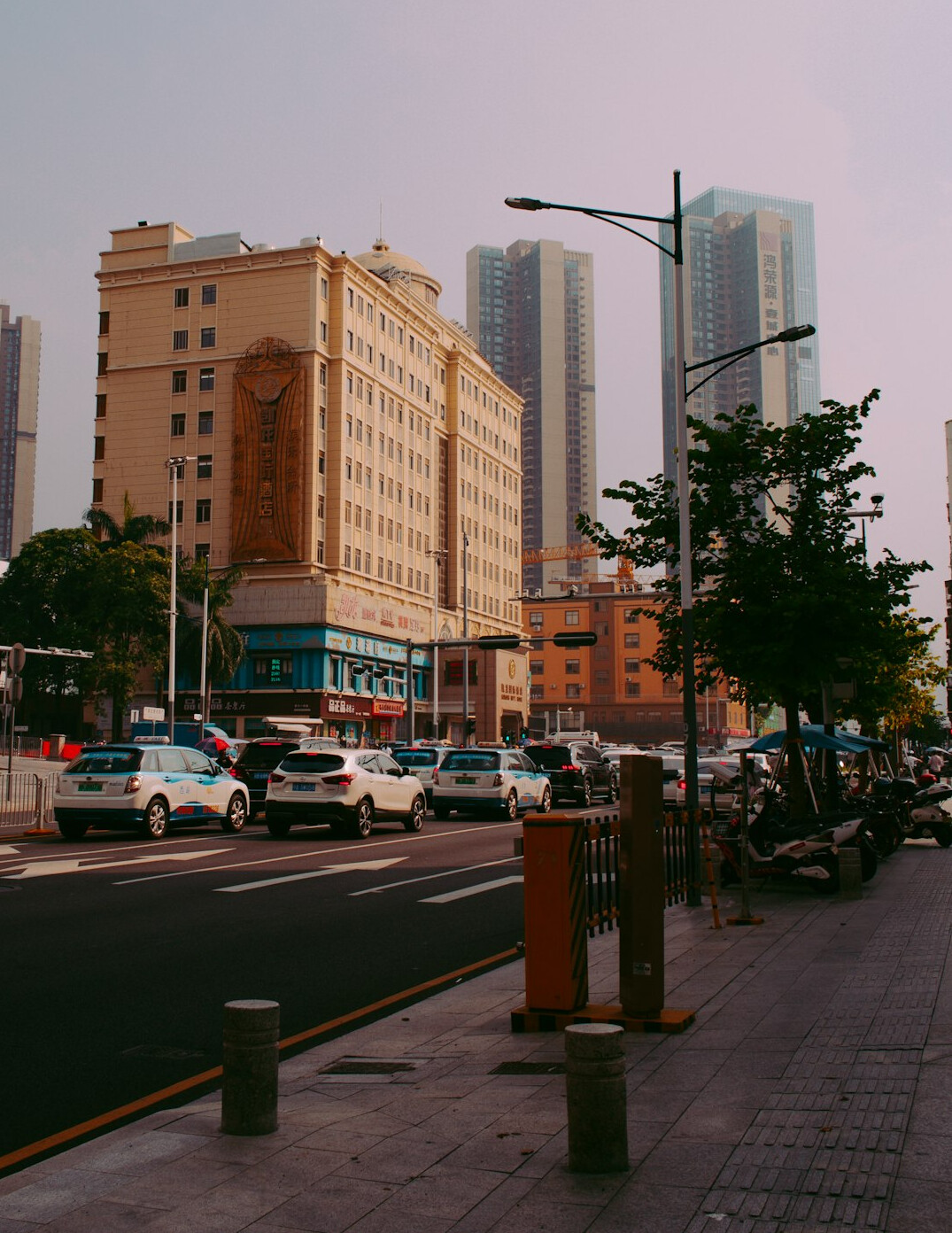 people walking on city sidewalk